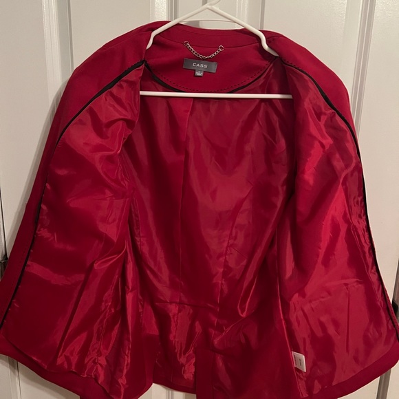 Cass Women’s Red Blazer with Black Suede Elbow Detail si3 Large Minimalist - Picture 10 of 15